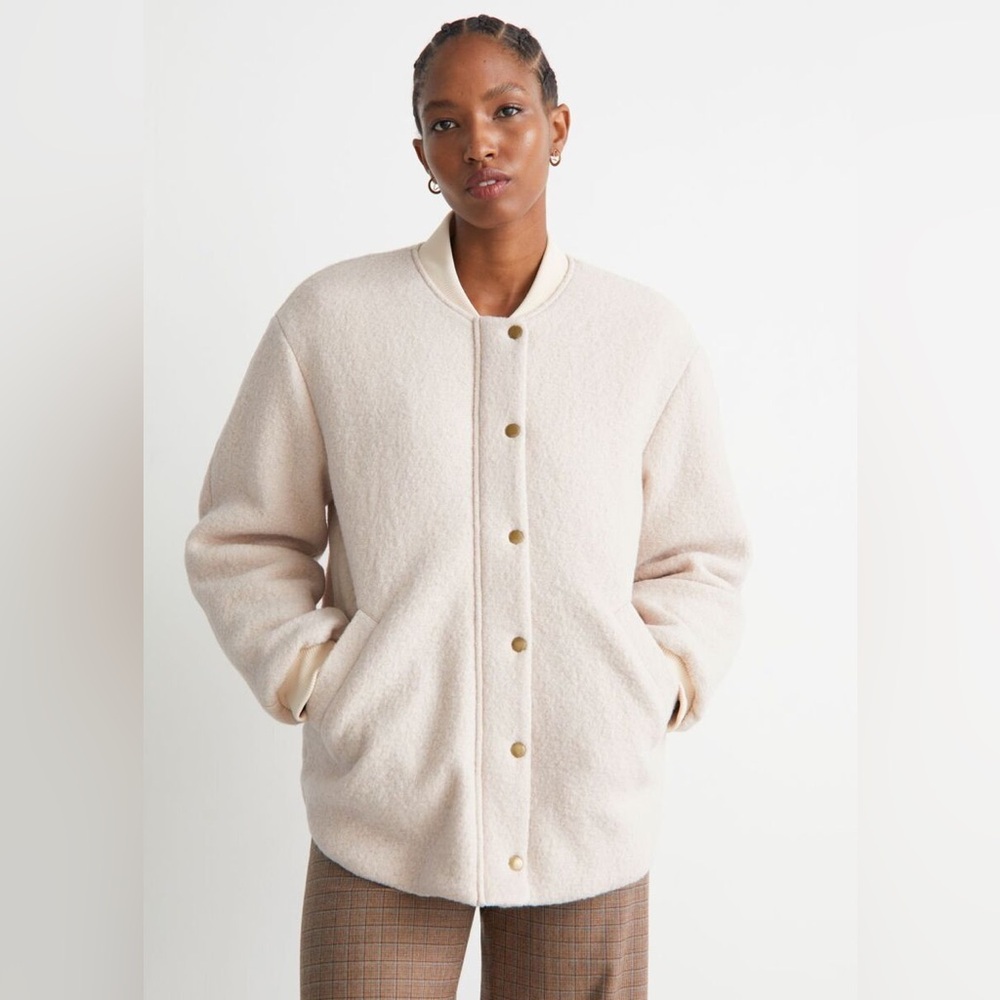 & Other Stories Cream Bomber Jacket